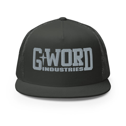 GWORD INDUSTRIES - THE LIVING TRUTH COLLECTION - Silver on Grey\Gray on Grey\Gray Back - Open Back Trucker Cap