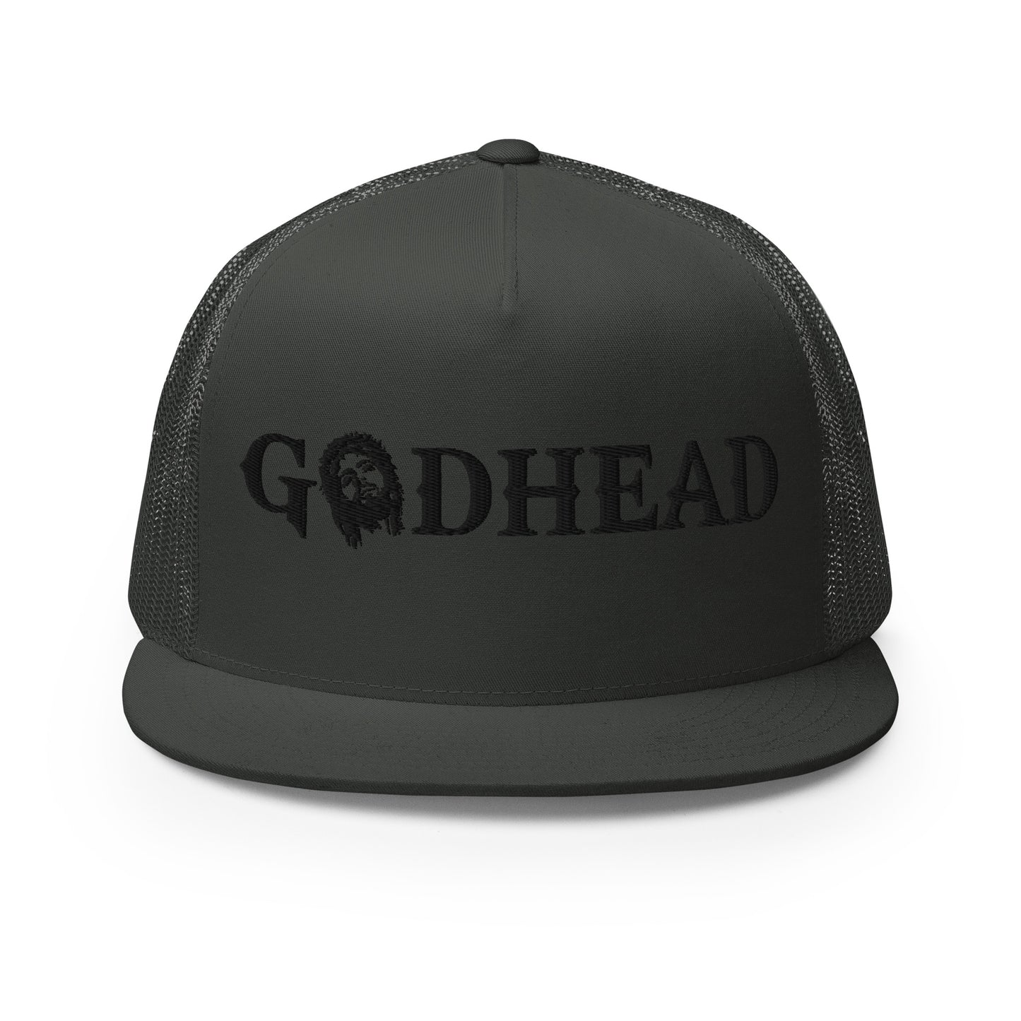 GODHEAD - CHRIST COLLECTION - BLACK on GREY\GRAY - Open Back Trucker Cap