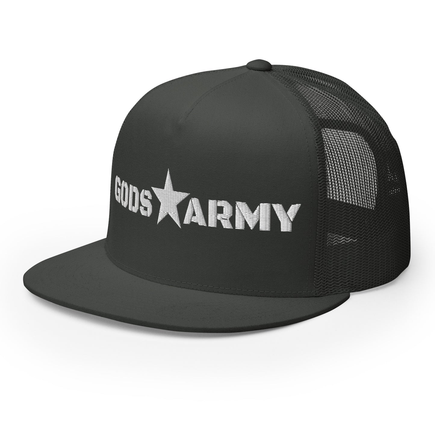 GODS ARMY - TRUE NORTH COLLECTION - White on Grey\Gray on Grey\Gray Back - Open Back Trucker Cap