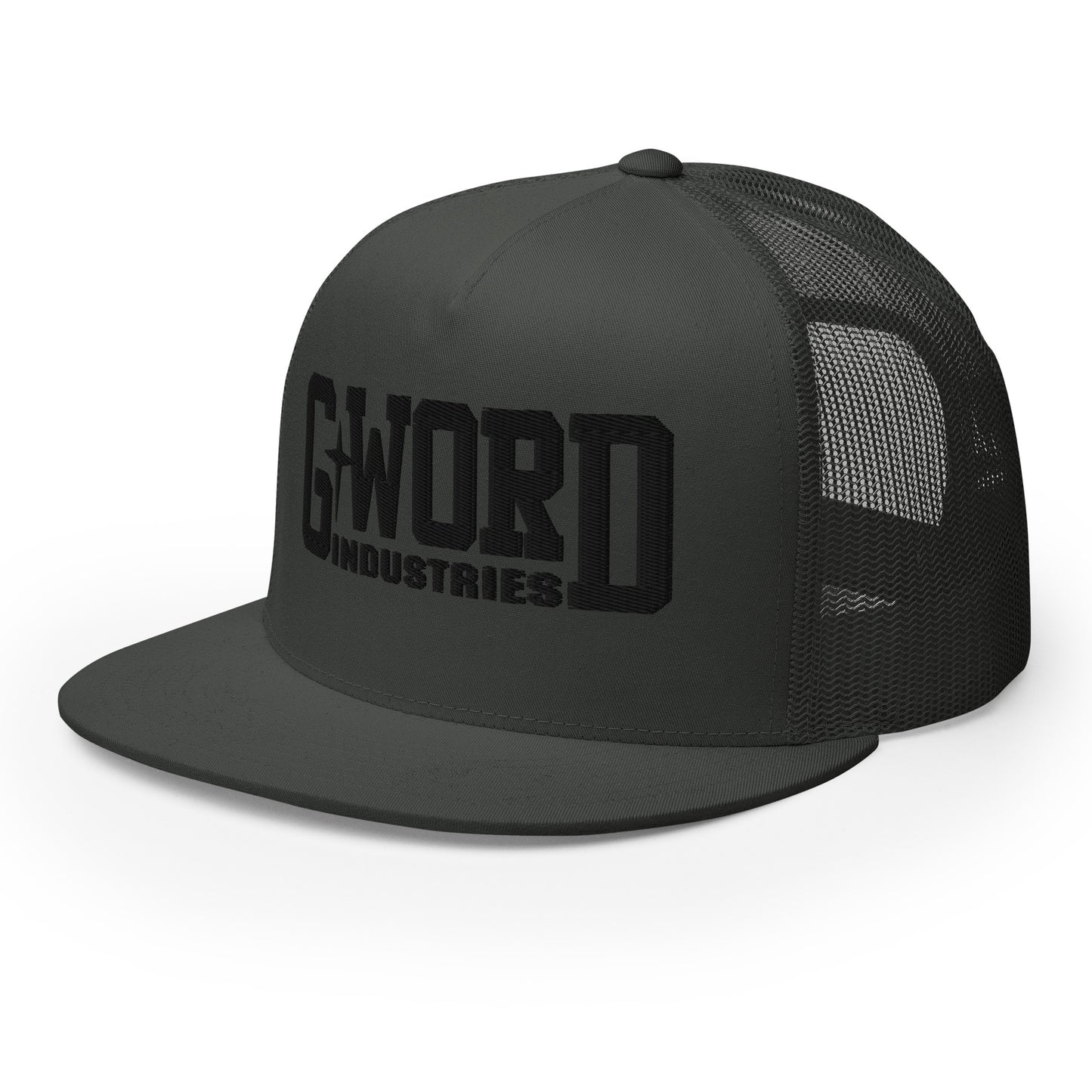 GWORD INDUSTRIES - THE LIVING TRUTH COLLECTION - Black on Grey\Gray on Grey\Gray Back - Open Back Trucker Cap