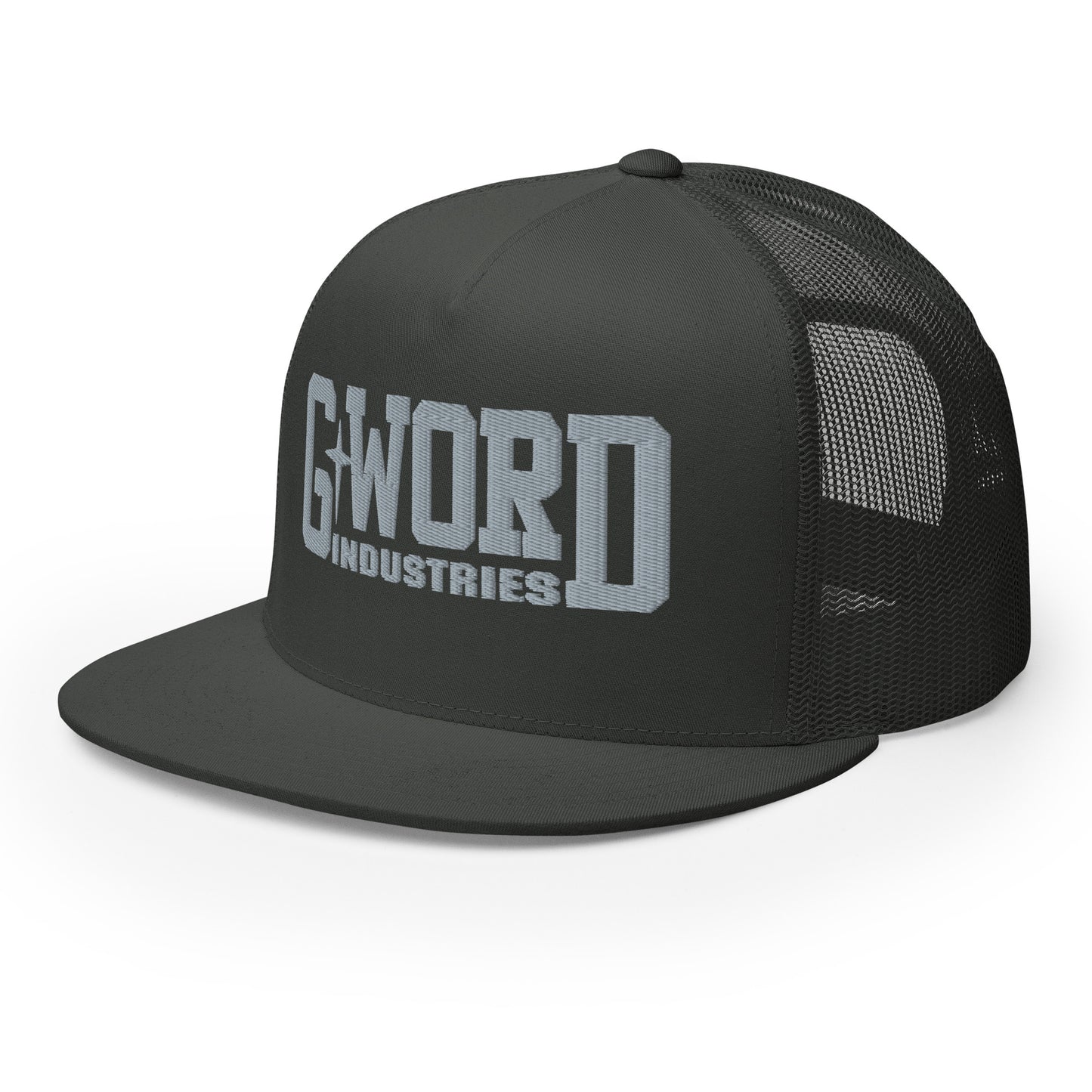 GWORD INDUSTRIES - THE LIVING TRUTH COLLECTION - Silver on Grey\Gray on Grey\Gray Back - Open Back Trucker Cap