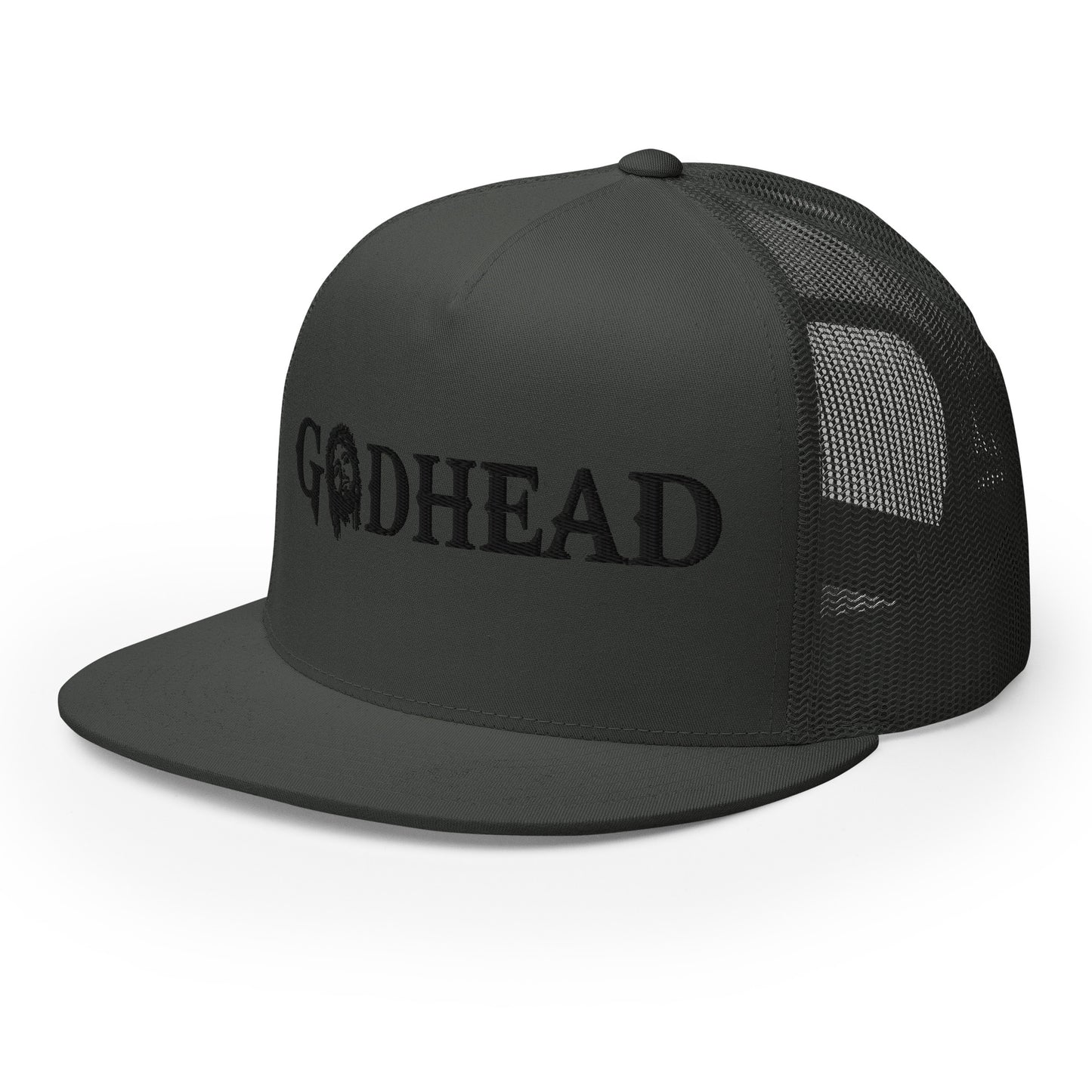 GODHEAD - CHRIST COLLECTION - BLACK on GREY\GRAY - Open Back Trucker Cap