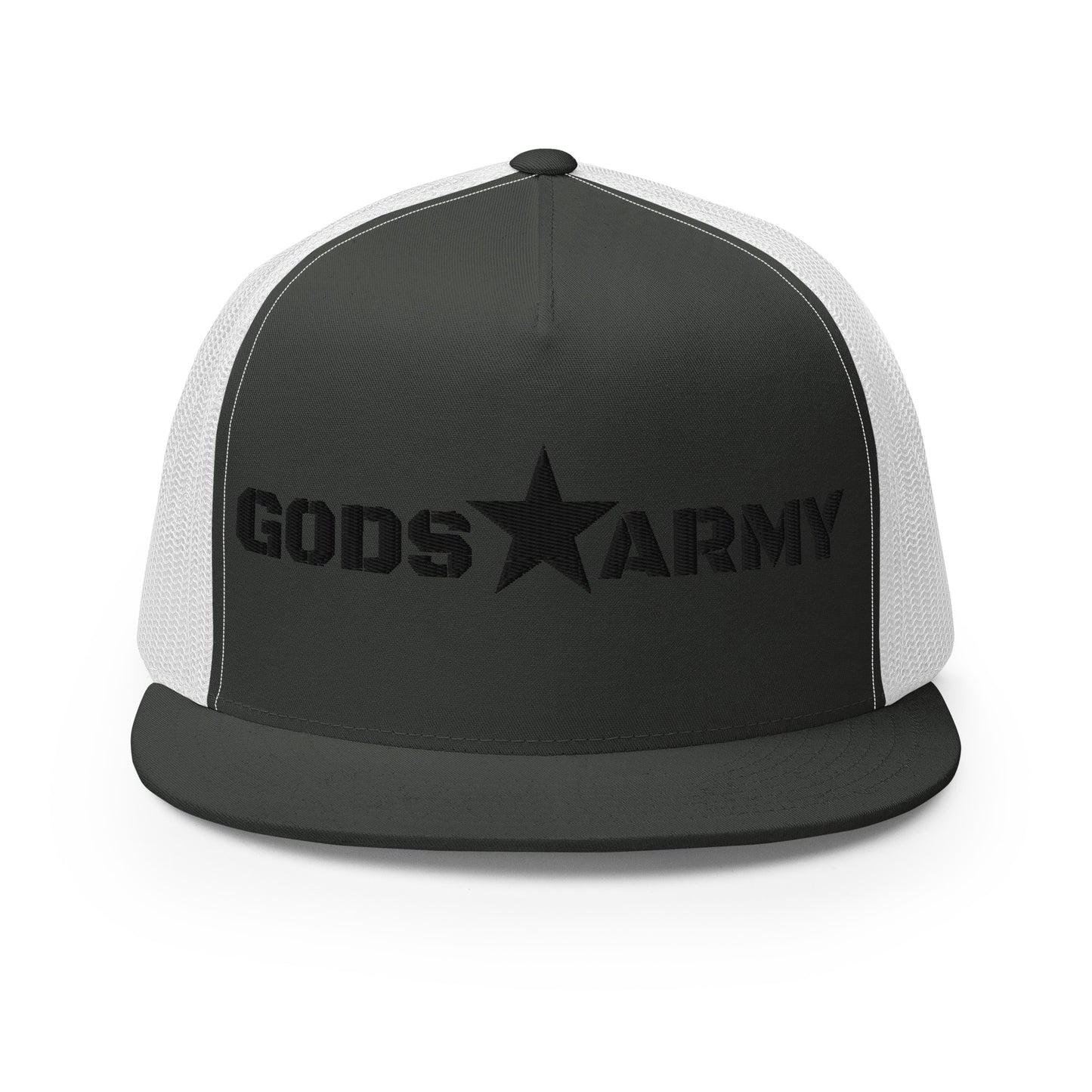GODS ARMY - TRUE NORTH COLLECTION - Black on Grey\Gray on White Back - Open Back Trucker Cap