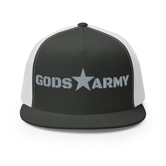 GODS ARMY - TRUE NORTH COLLECTION - Grey\Gray on Grey\Gray on White Back - Open Back Trucker Cap