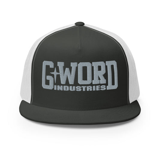 GWORD INDUSTRIES - THE LIVING TRUTH COLLECTION - Silver on Grey\Gray on White Back - Open Back Trucker Cap