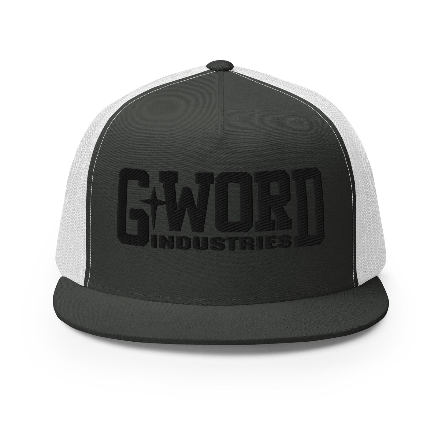 GWORD INDUSTRIES - THE LIVING TRUTH COLLECTION - Black on Grey\Gray on White Back - Open Back Trucker Cap