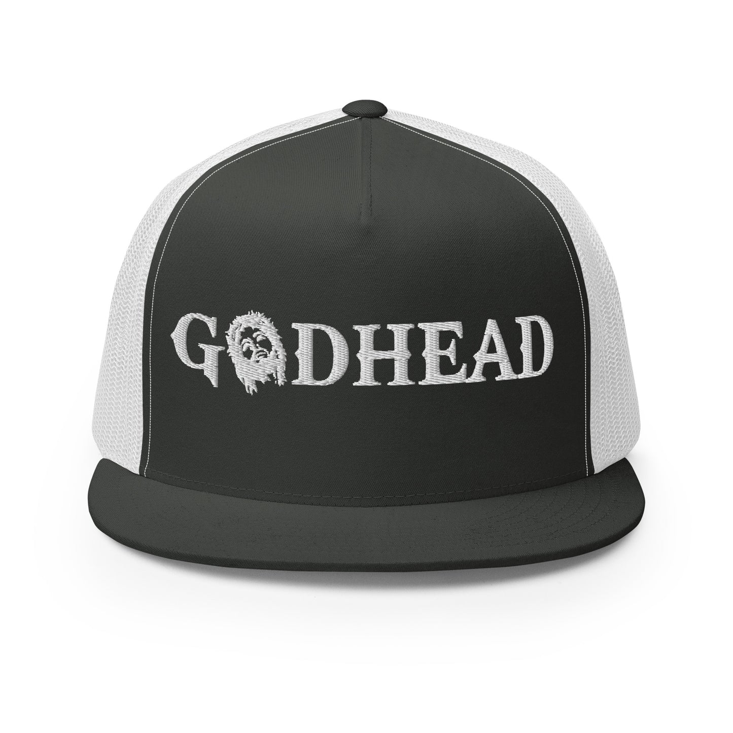 GODHEAD - CHRIST COLLECTION - WHITE on GREY\GRAY on WHITE BACK - Open Back Trucker Cap