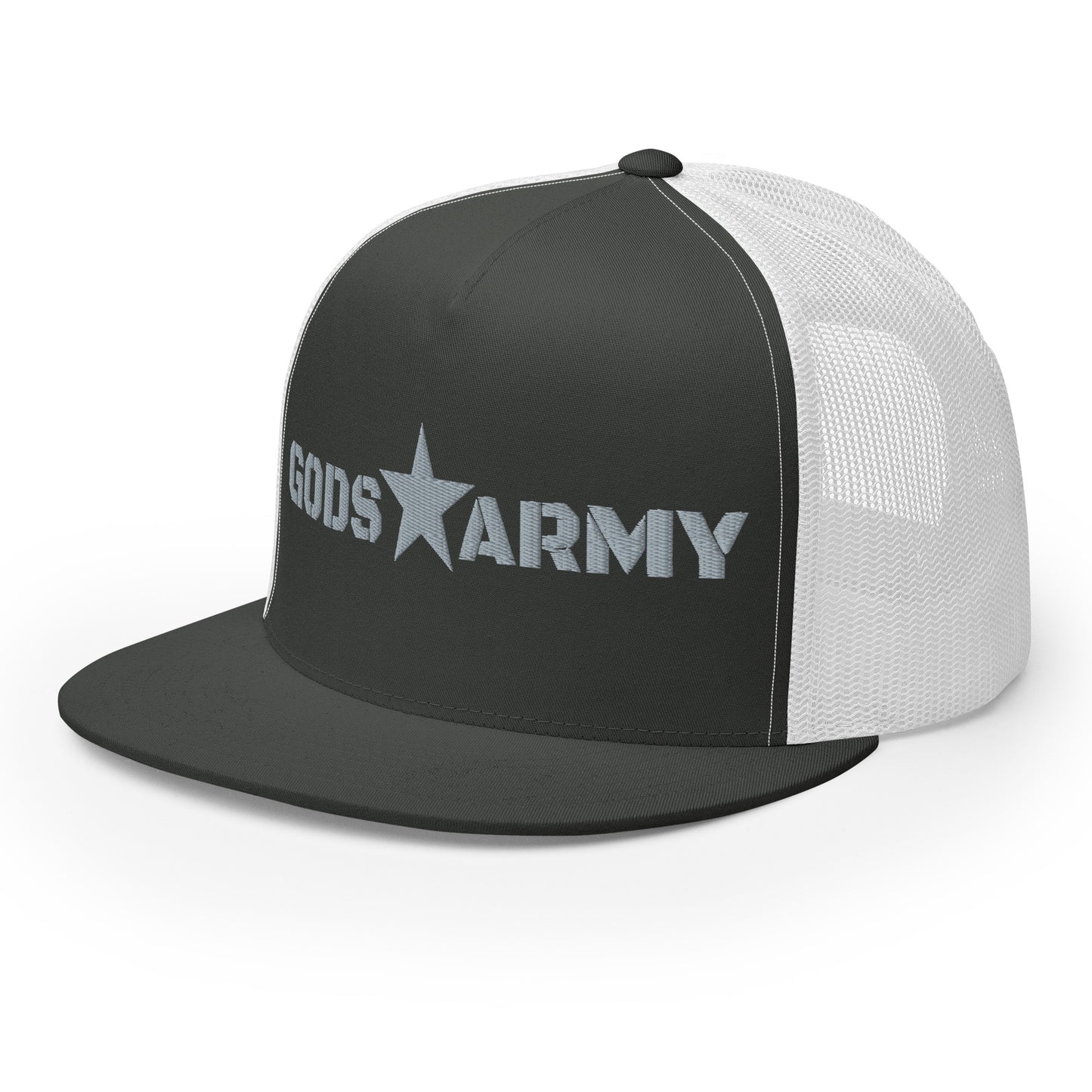 GODS ARMY - TRUE NORTH COLLECTION - Grey\Gray on Grey\Gray on White Back - Open Back Trucker Cap