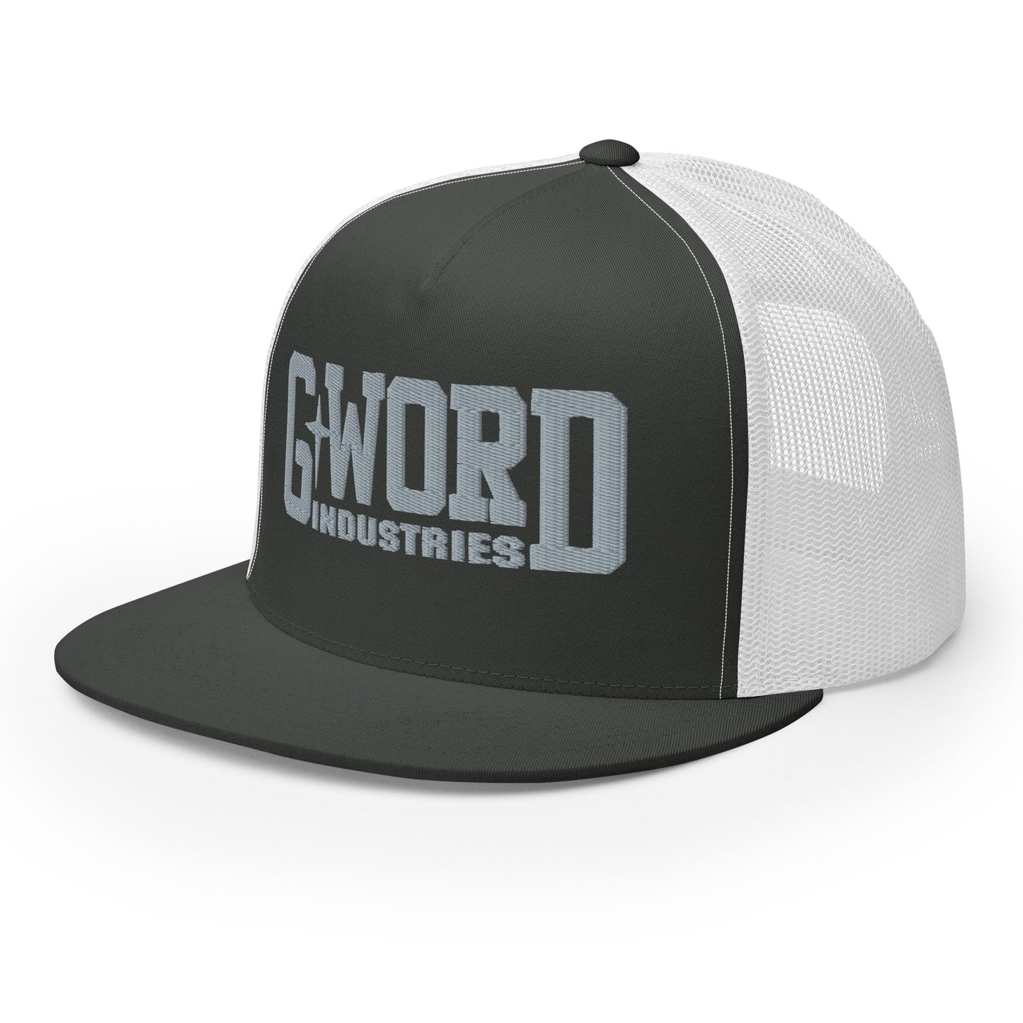 GWORD INDUSTRIES - THE LIVING TRUTH COLLECTION - Silver on Grey\Gray on White Back - Open Back Trucker Cap