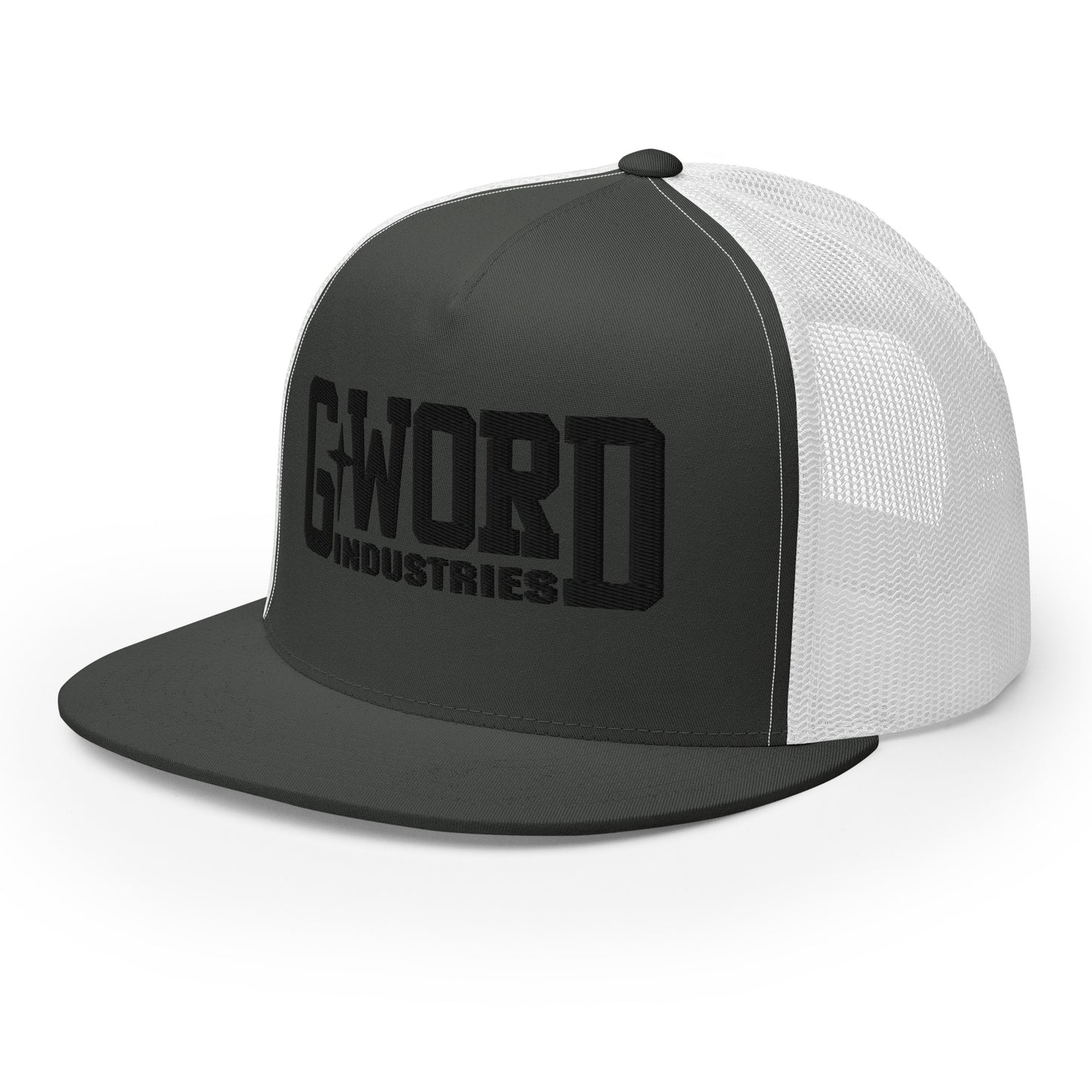 GWORD INDUSTRIES - THE LIVING TRUTH COLLECTION - Black on Grey\Gray on White Back - Open Back Trucker Cap