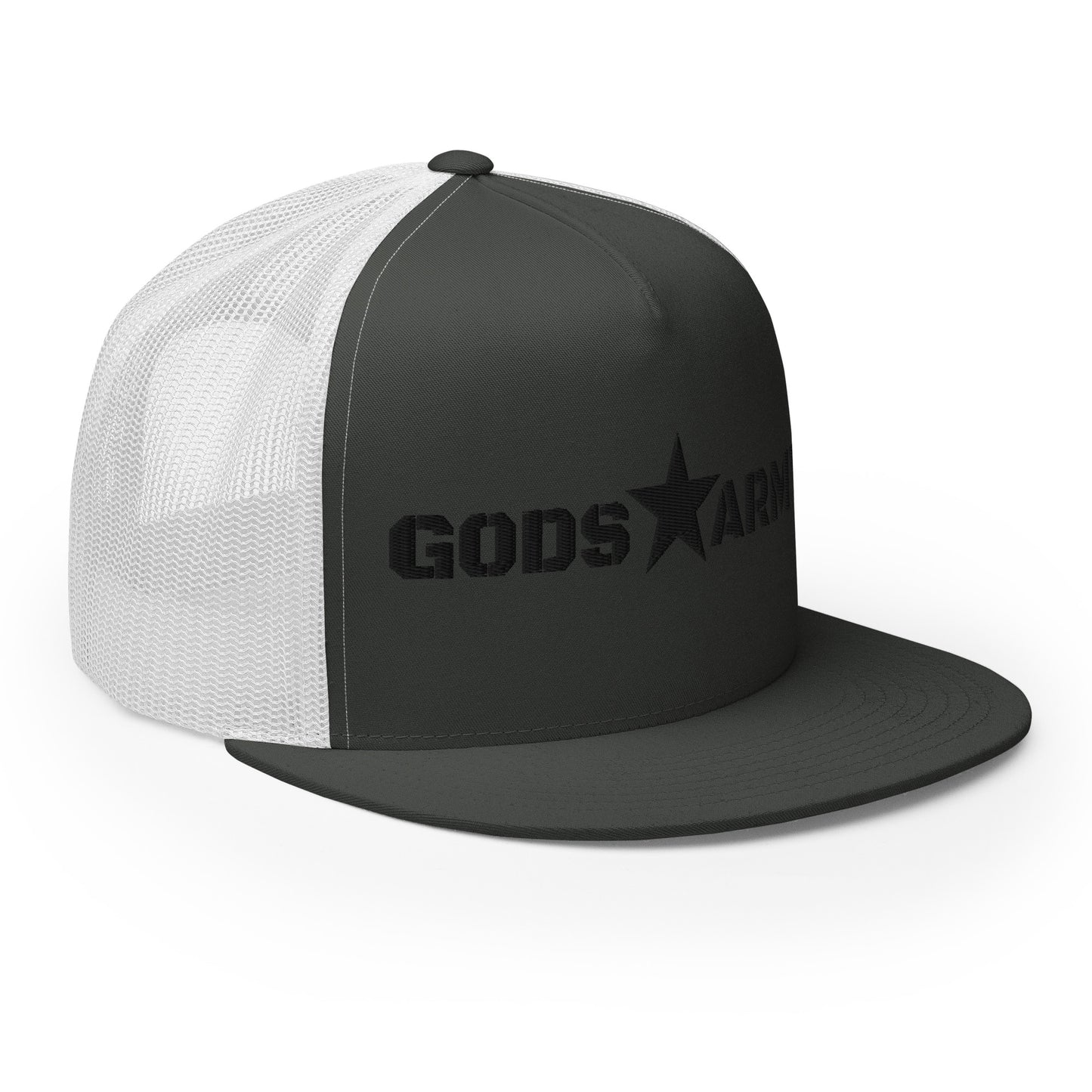 GODS ARMY - TRUE NORTH COLLECTION - Black on Grey\Gray on White Back - Open Back Trucker Cap