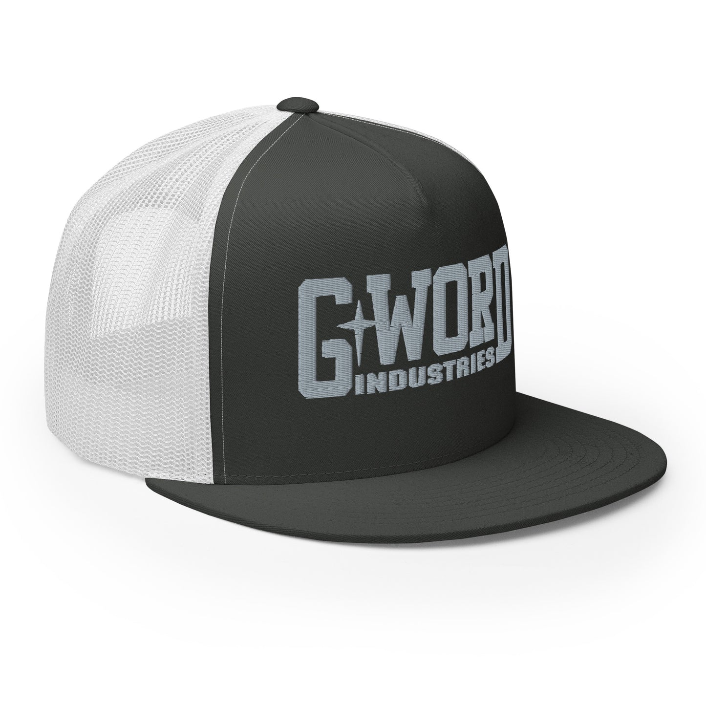 GWORD INDUSTRIES - THE LIVING TRUTH COLLECTION - Silver on Grey\Gray on White Back - Open Back Trucker Cap