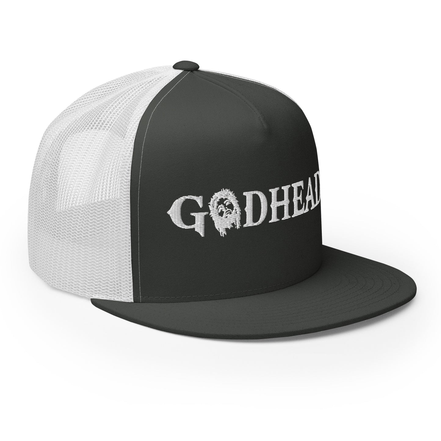 GODHEAD - CHRIST COLLECTION - WHITE on GREY\GRAY on WHITE BACK - Open Back Trucker Cap