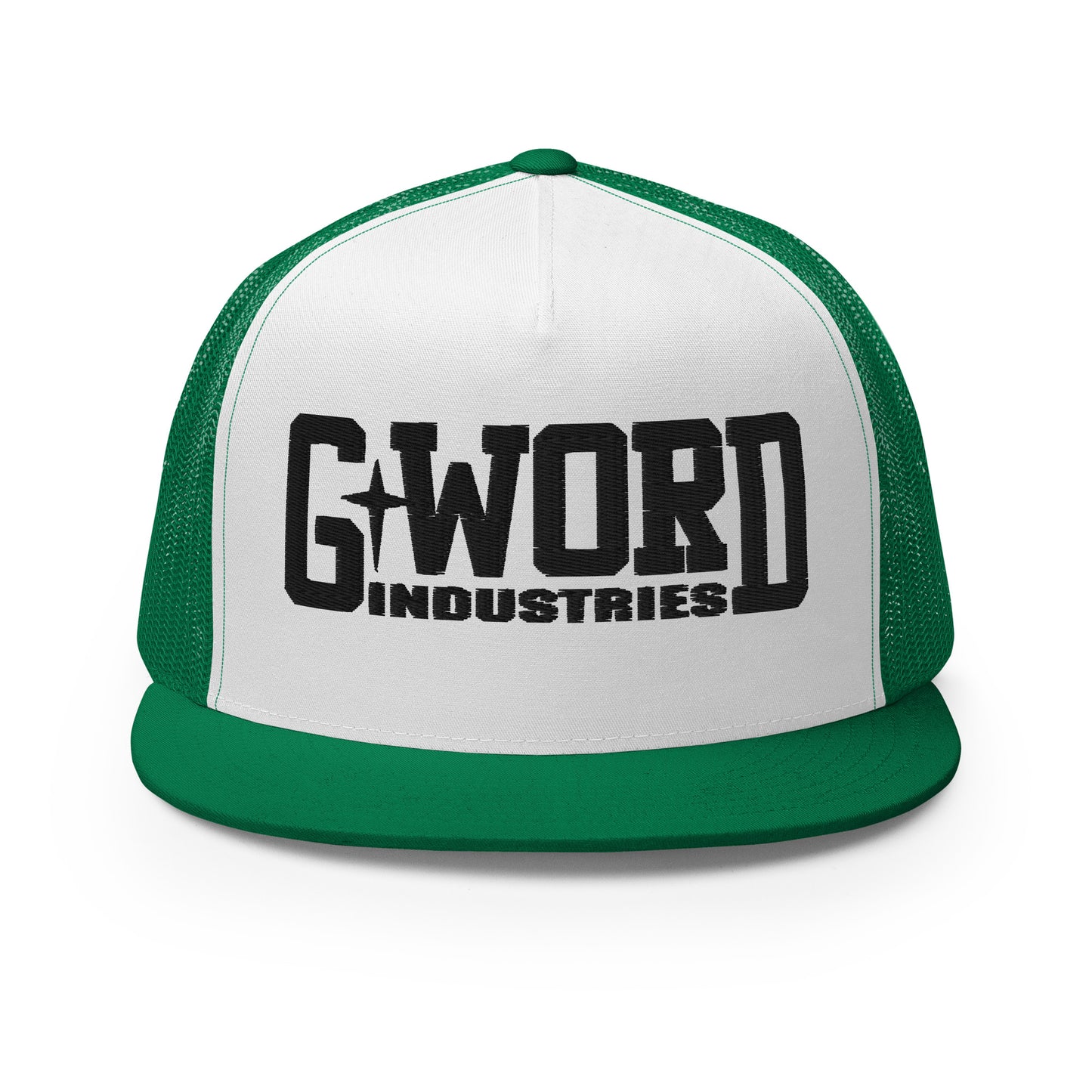 GWORD INDUSTRIES - THE LIVING TRUTH COLLECTION - Black on White on Green Back - Open Back Trucker Cap