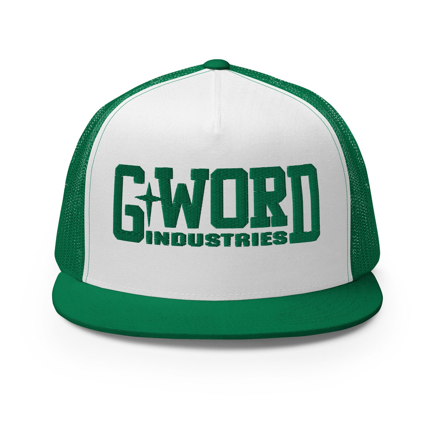 GWORD INDUSTRIES - THE LIVING TRUTH COLLECTION - Green on White on Green Back - Open Back Trucker Cap