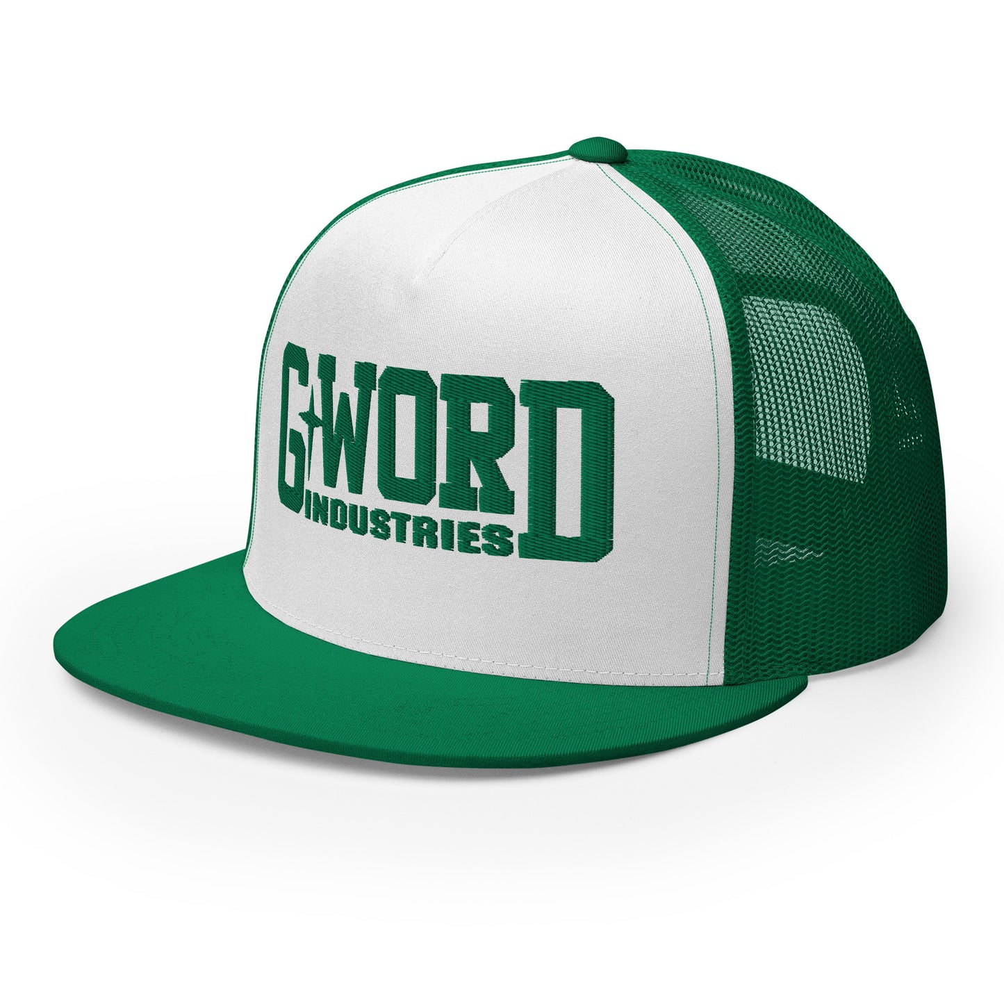 GWORD INDUSTRIES - THE LIVING TRUTH COLLECTION - Green on White on Green Back - Open Back Trucker Cap