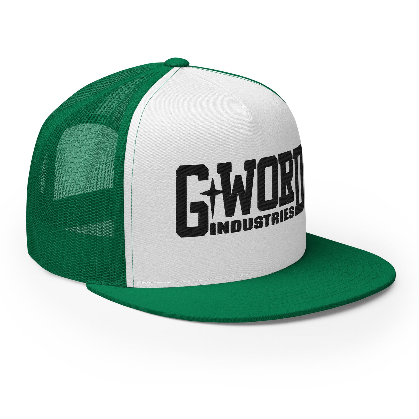 GWORD INDUSTRIES - THE LIVING TRUTH COLLECTION - Black on White on Green Back - Open Back Trucker Cap