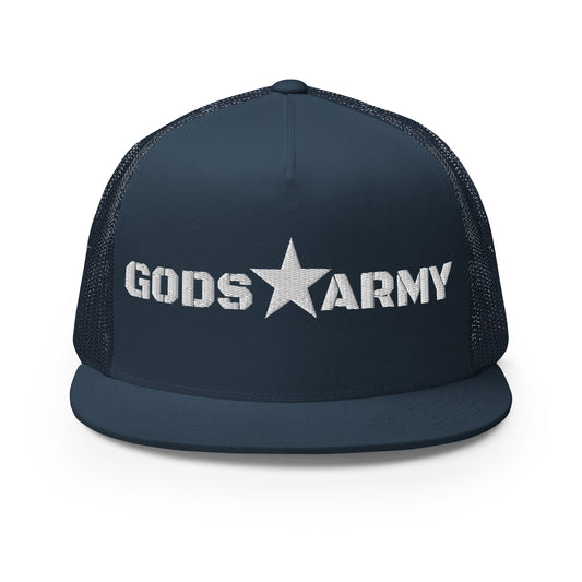 GODS ARMY - TRUE NORTH COLLECTION - White on Teal on Teal Back - Open Back Trucker Cap