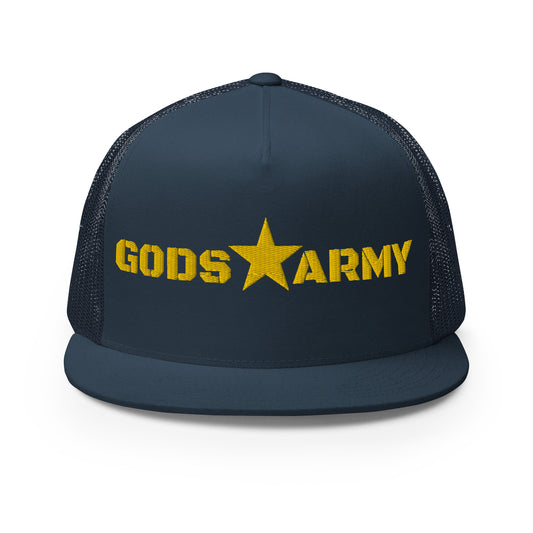 GODS ARMY - TRUE NORTH COLLECTION - Gold on Teal on Teal Back - Open Back Trucker Cap