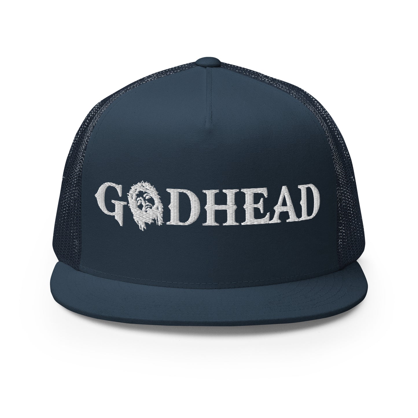 GODHEAD - CHRIST COLLECTION - WHITE on TEAL - Open Back Trucker Cap