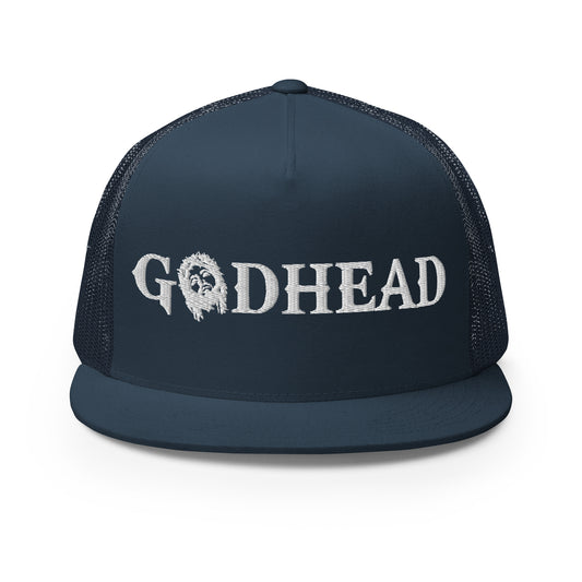GODHEAD - CHRIST COLLECTION - WHITE on TEAL - Open Back Trucker Cap