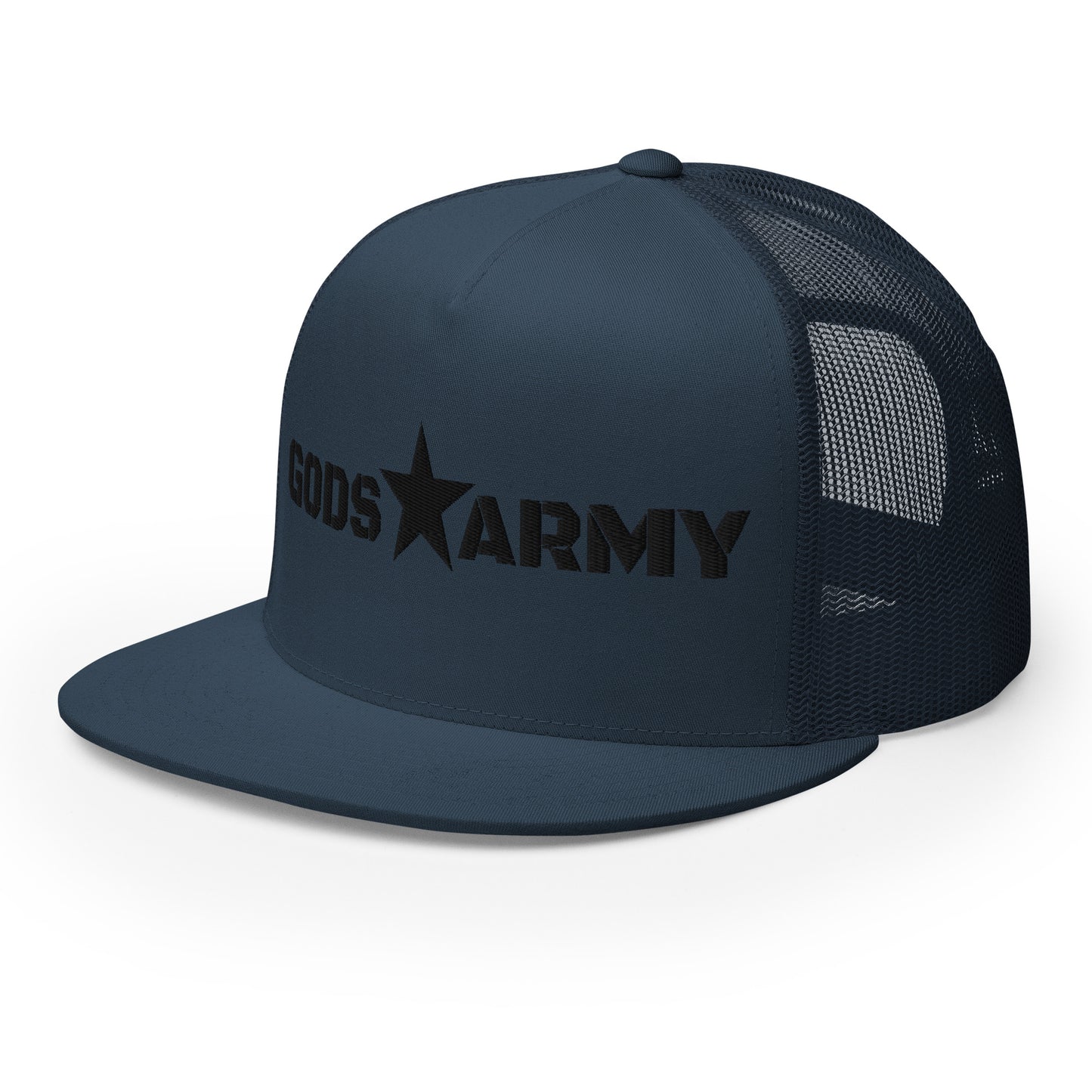 GODS ARMY - TRUE NORTH COLLECTION - Black on Teal on Teal Back - Open Back Trucker Cap