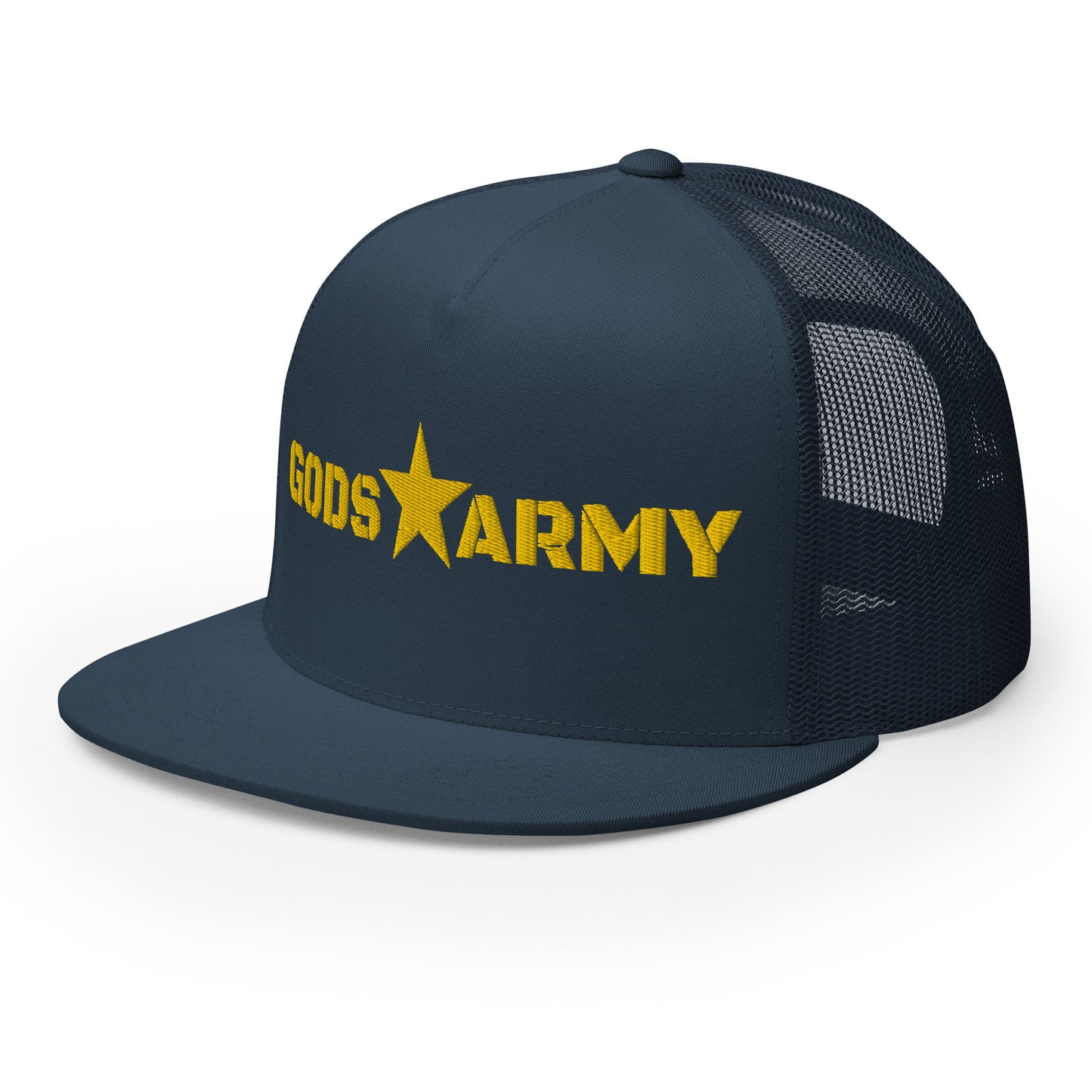 GODS ARMY - TRUE NORTH COLLECTION - Gold on Teal on Teal Back - Open Back Trucker Cap