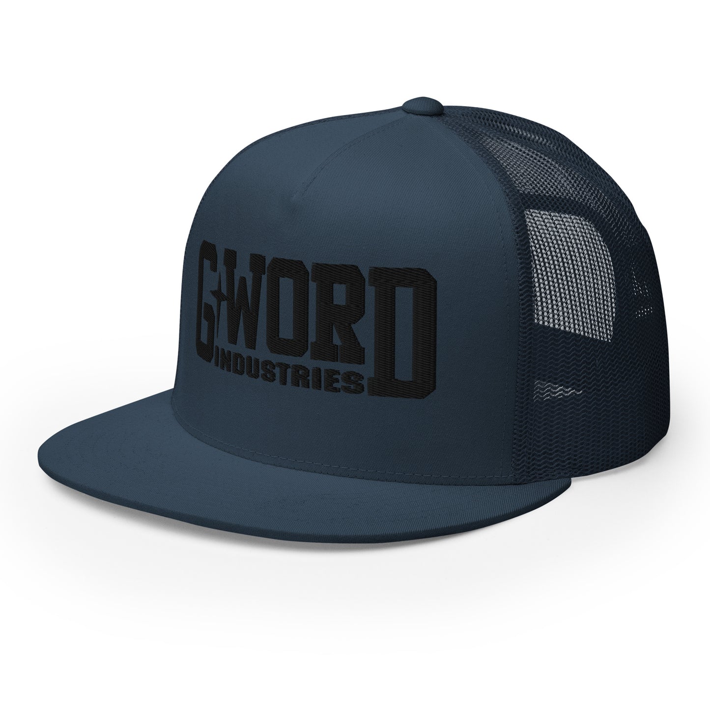GWORD INDUSTRIES - THE LIVING TRUTH COLLECTION - Black on Teal on Teal Back - Open Back Trucker Cap
