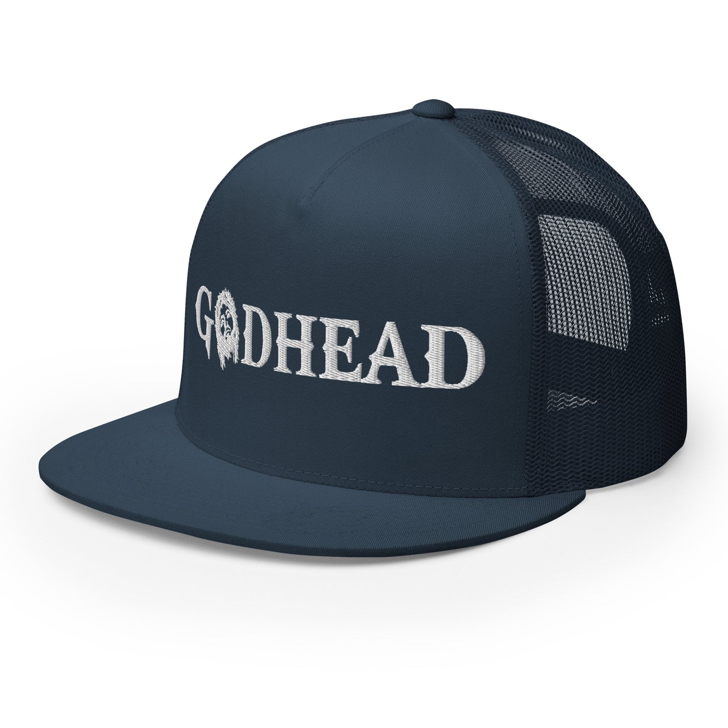 GODHEAD - CHRIST COLLECTION - WHITE on TEAL - Open Back Trucker Cap
