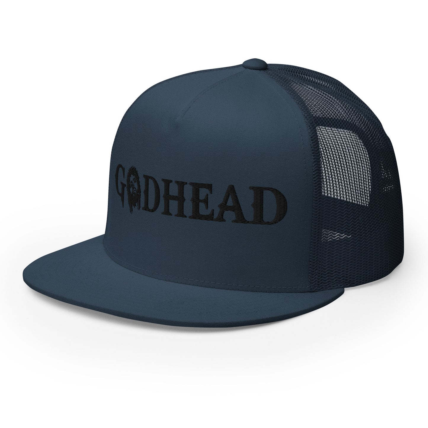 GODHEAD - CHRIST COLLECTION - BLACK on TEAL - Open Back Trucker Cap