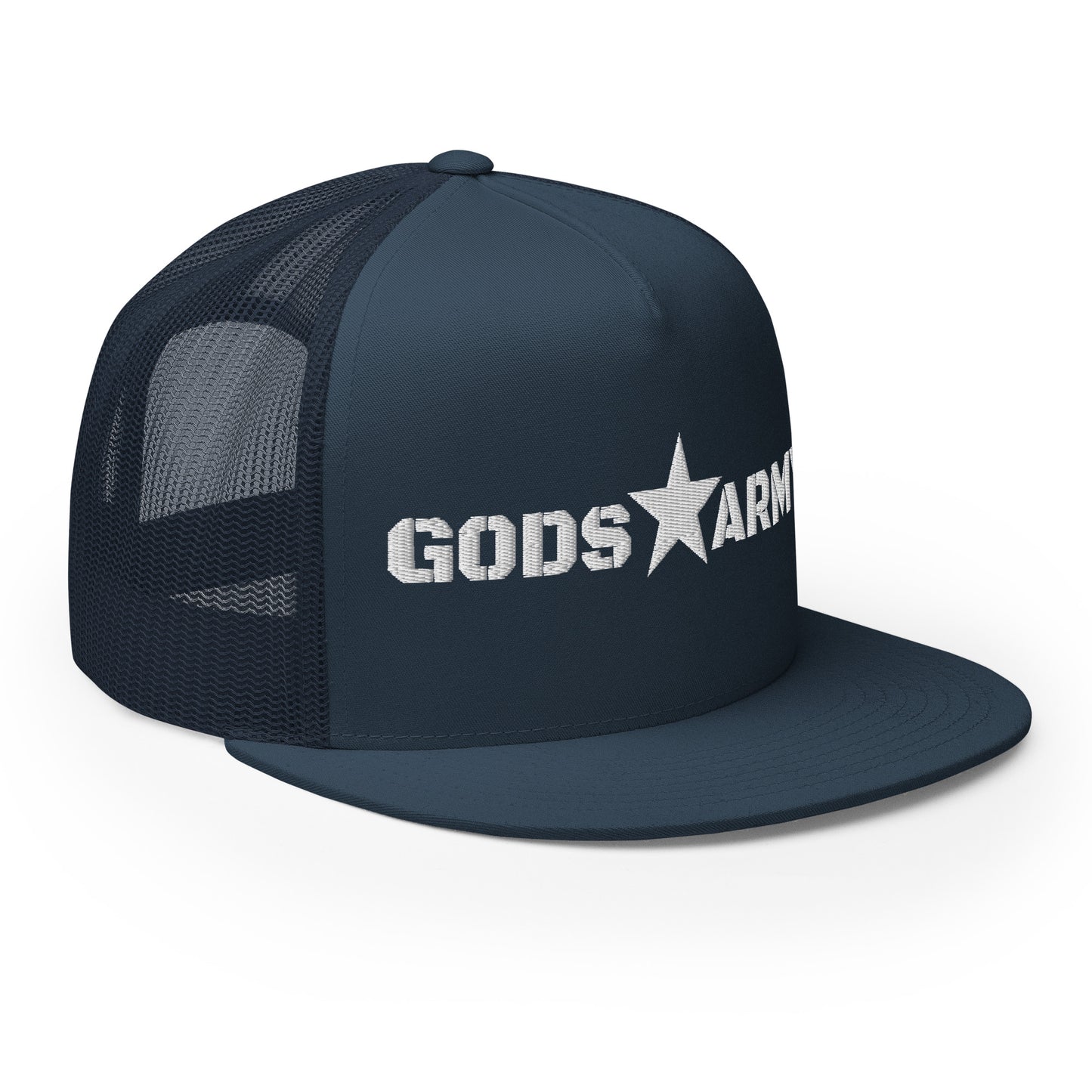 GODS ARMY - TRUE NORTH COLLECTION - White on Teal on Teal Back - Open Back Trucker Cap