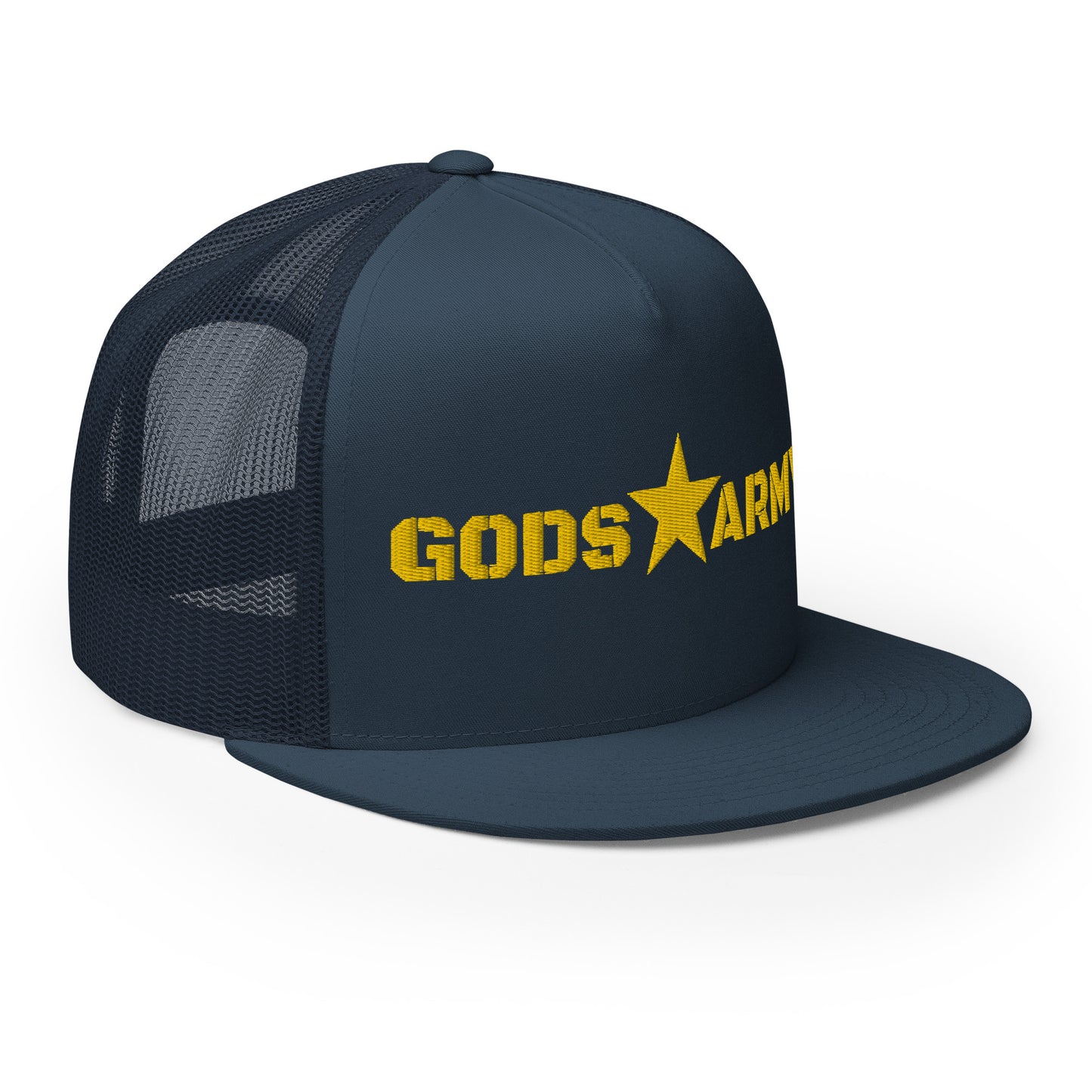GODS ARMY - TRUE NORTH COLLECTION - Gold on Teal on Teal Back - Open Back Trucker Cap
