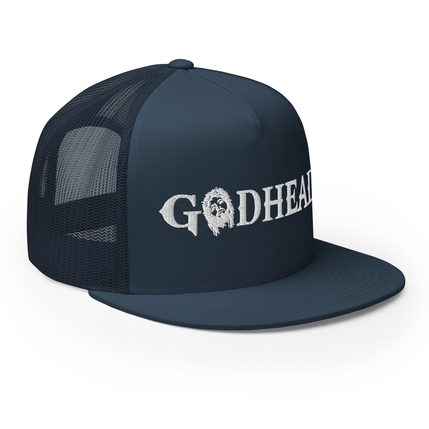 GODHEAD - CHRIST COLLECTION - WHITE on TEAL - Open Back Trucker Cap