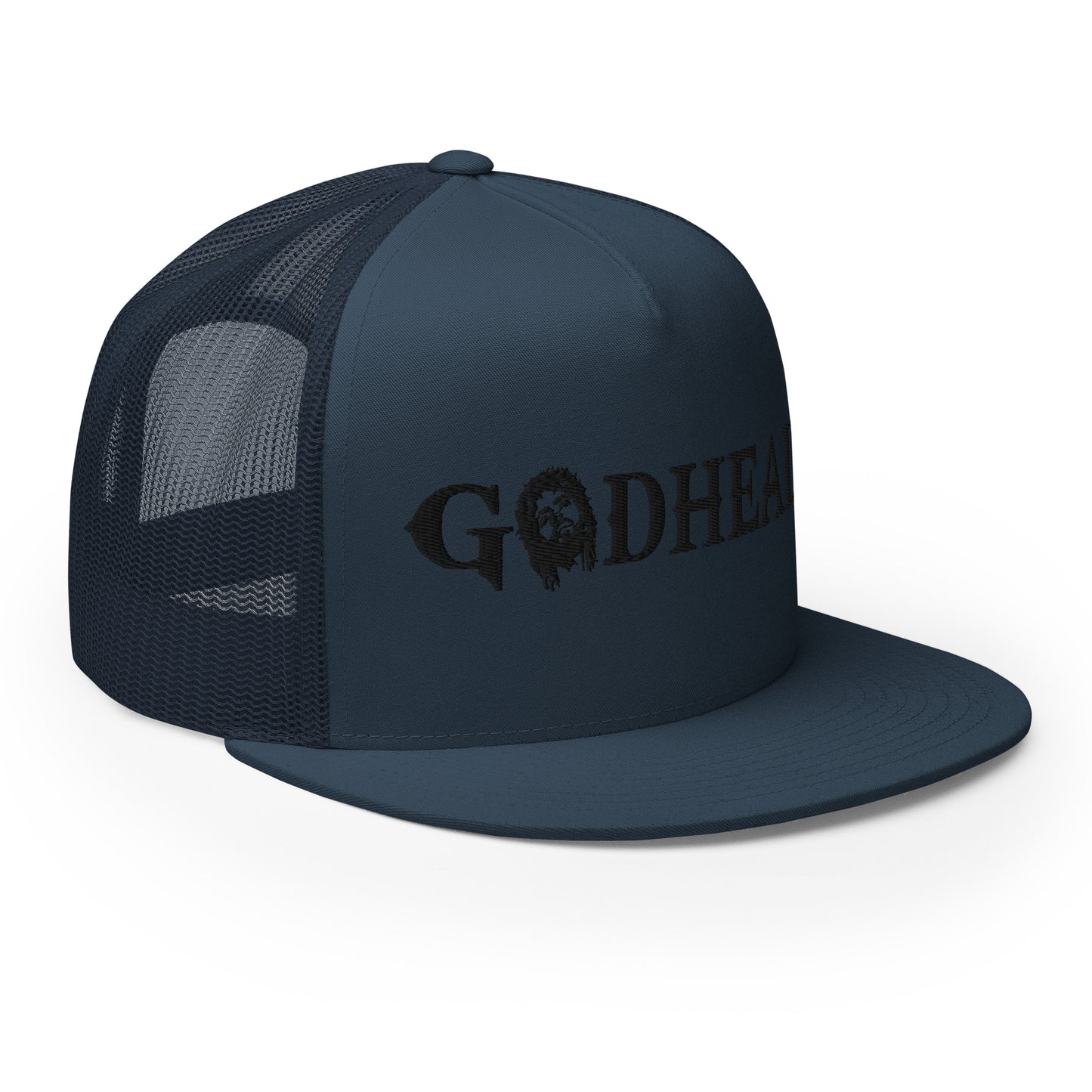 GODHEAD - CHRIST COLLECTION - BLACK on TEAL - Open Back Trucker Cap