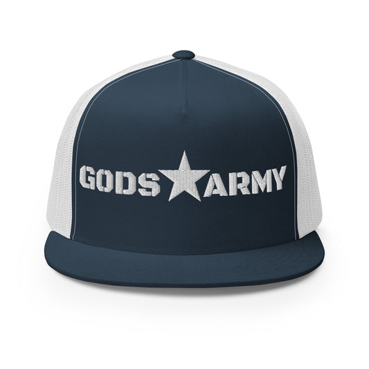 GODS ARMY - TRUE NORTH COLLECTION - White on Teal on Teal Back - Open Back Trucker Cap
