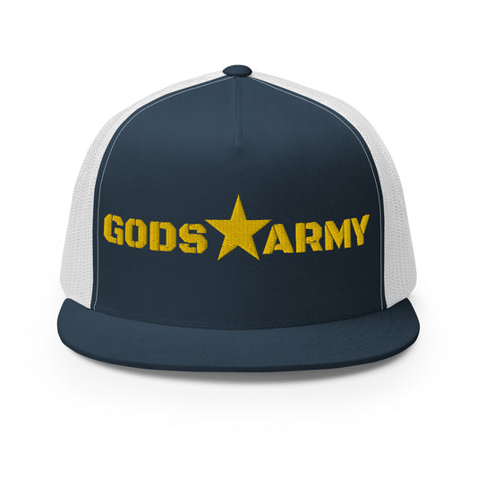 GODS ARMY - TRUE NORTH COLLECTION - Gold on Teal on Teal Back - Open Back Trucker Cap