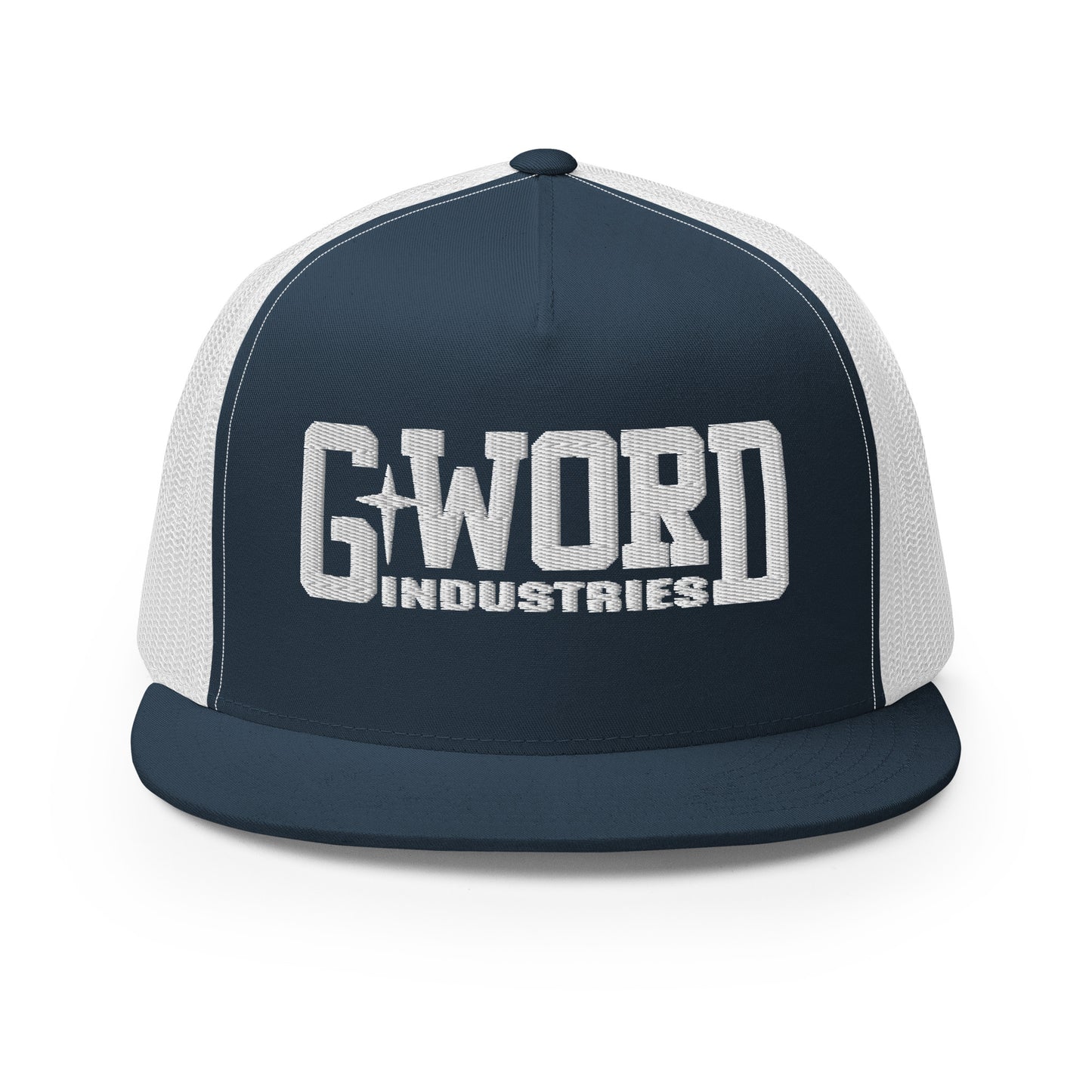 GWORD INDUSTRIES - THE LIVING TRUTH COLLECTION - White on Teal on White Back - Open Back Trucker Cap