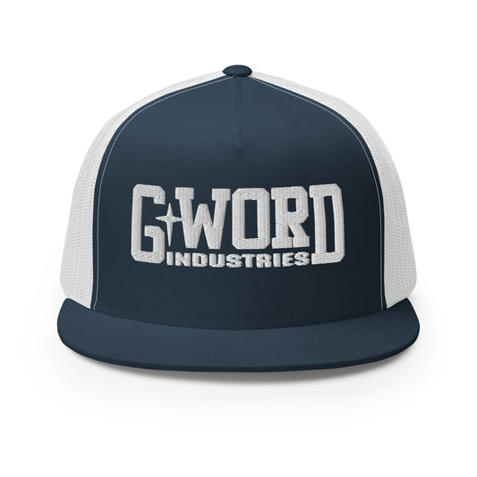 GWORD INDUSTRIES - THE LIVING TRUTH COLLECTION - White on Teal on White Back - Open Back Trucker Cap
