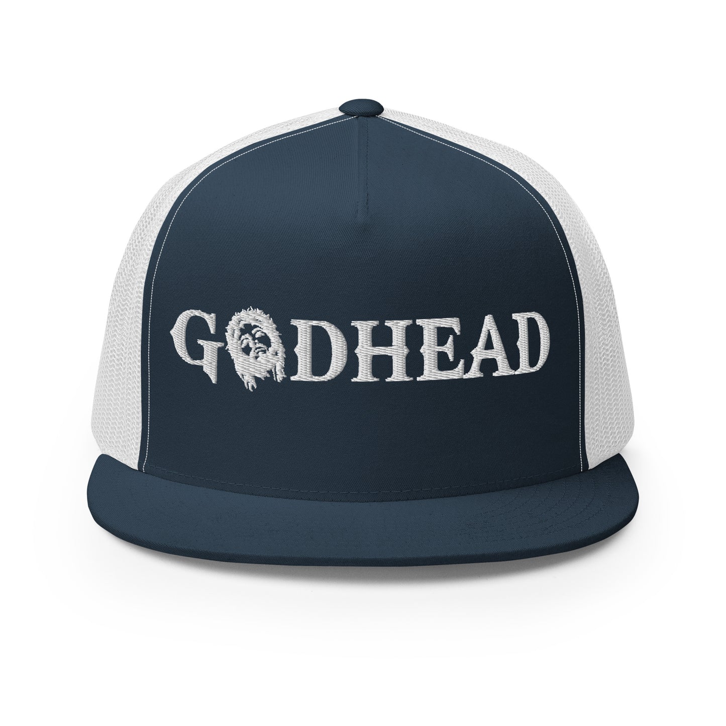 GODHEAD - CHRIST COLLECTION - WHITE on TEAL on TEAL - Open Back Trucker Cap