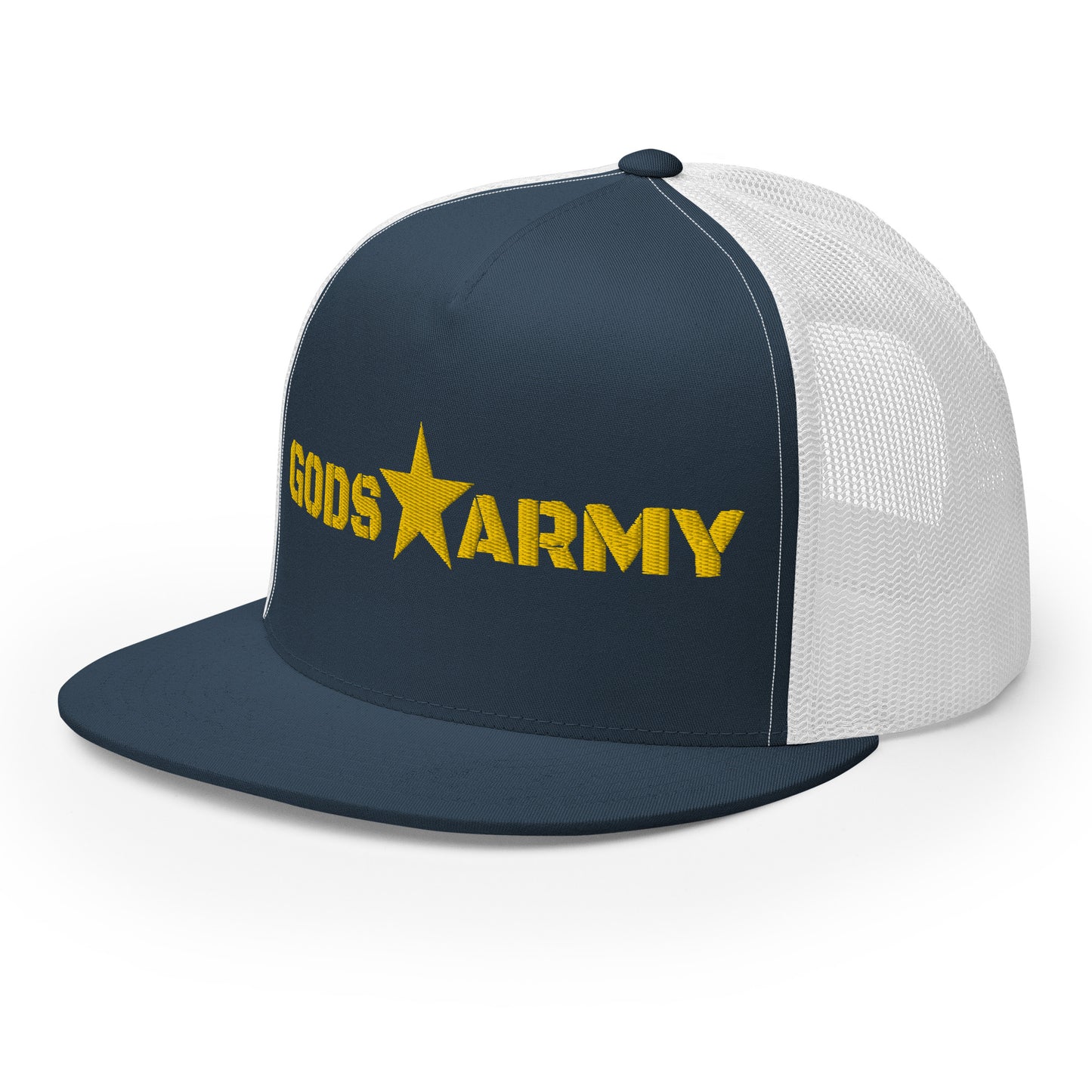 GODS ARMY - TRUE NORTH COLLECTION - Gold on Teal on Teal Back - Open Back Trucker Cap