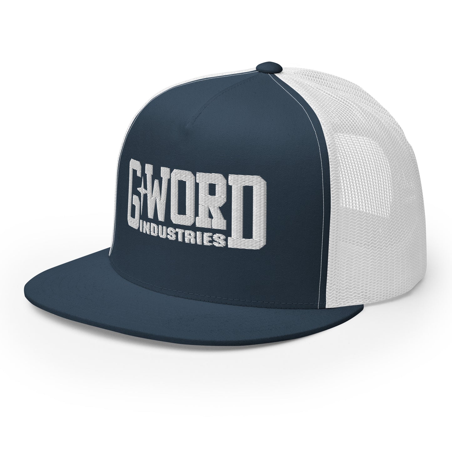 GWORD INDUSTRIES - THE LIVING TRUTH COLLECTION - White on Teal on White Back - Open Back Trucker Cap