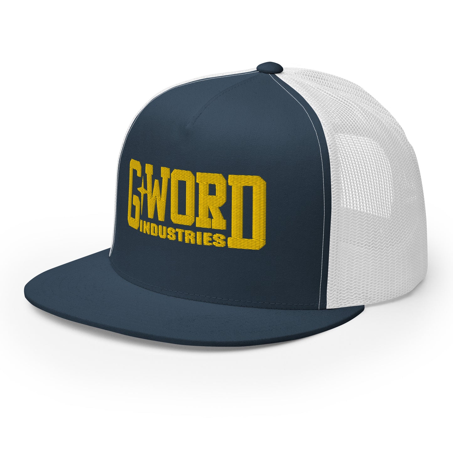 GWORD INDUSTRIES - THE LIVING TRUTH COLLECTION - Gold on Teal on White Back - Open Back Trucker Cap