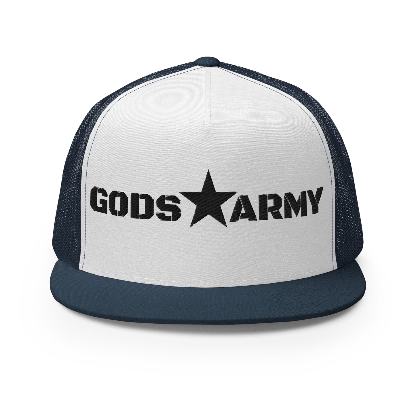 GODS ARMY - TRUE NORTH COLLECTION - Black on White on Teal Back - Open Back Trucker Cap