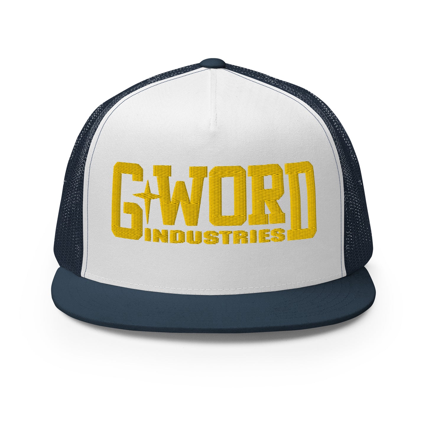 GWORD INDUSTRIES - THE LIVING TRUTH COLLECTION - Gold on White on Teal Back - Open Back Trucker Cap