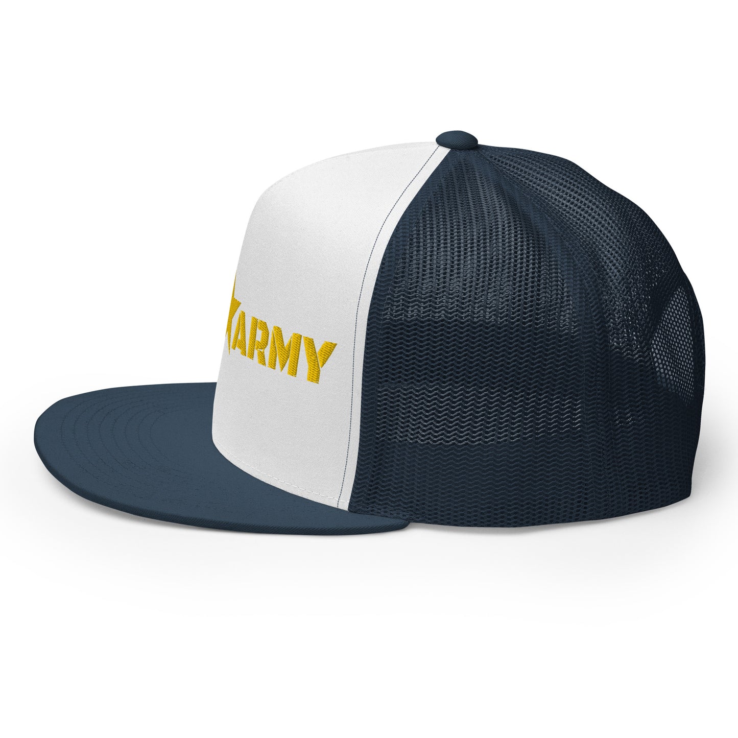 GODS ARMY - TRUE NORTH COLLECTION - Gold on White on Teal Back - Open Back Trucker Cap