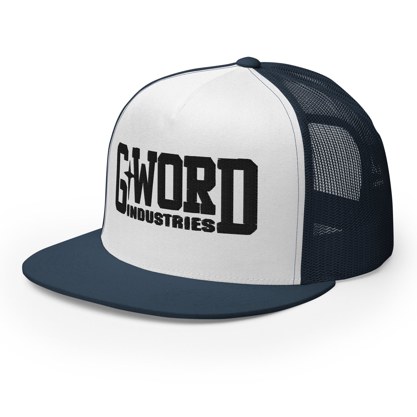GWORD INDUSTRIES - THE LIVING TRUTH COLLECTION - Black on White on Teal Back - Open Back Trucker Cap