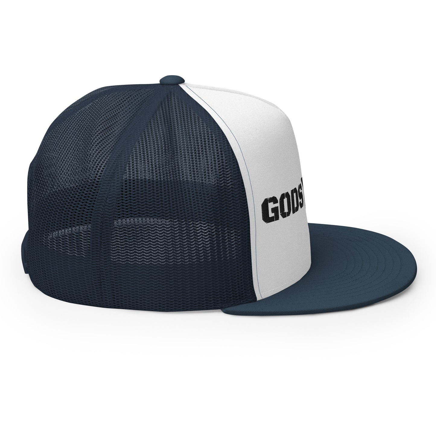 GODS ARMY - TRUE NORTH COLLECTION - Black on White on Teal Back - Open Back Trucker Cap