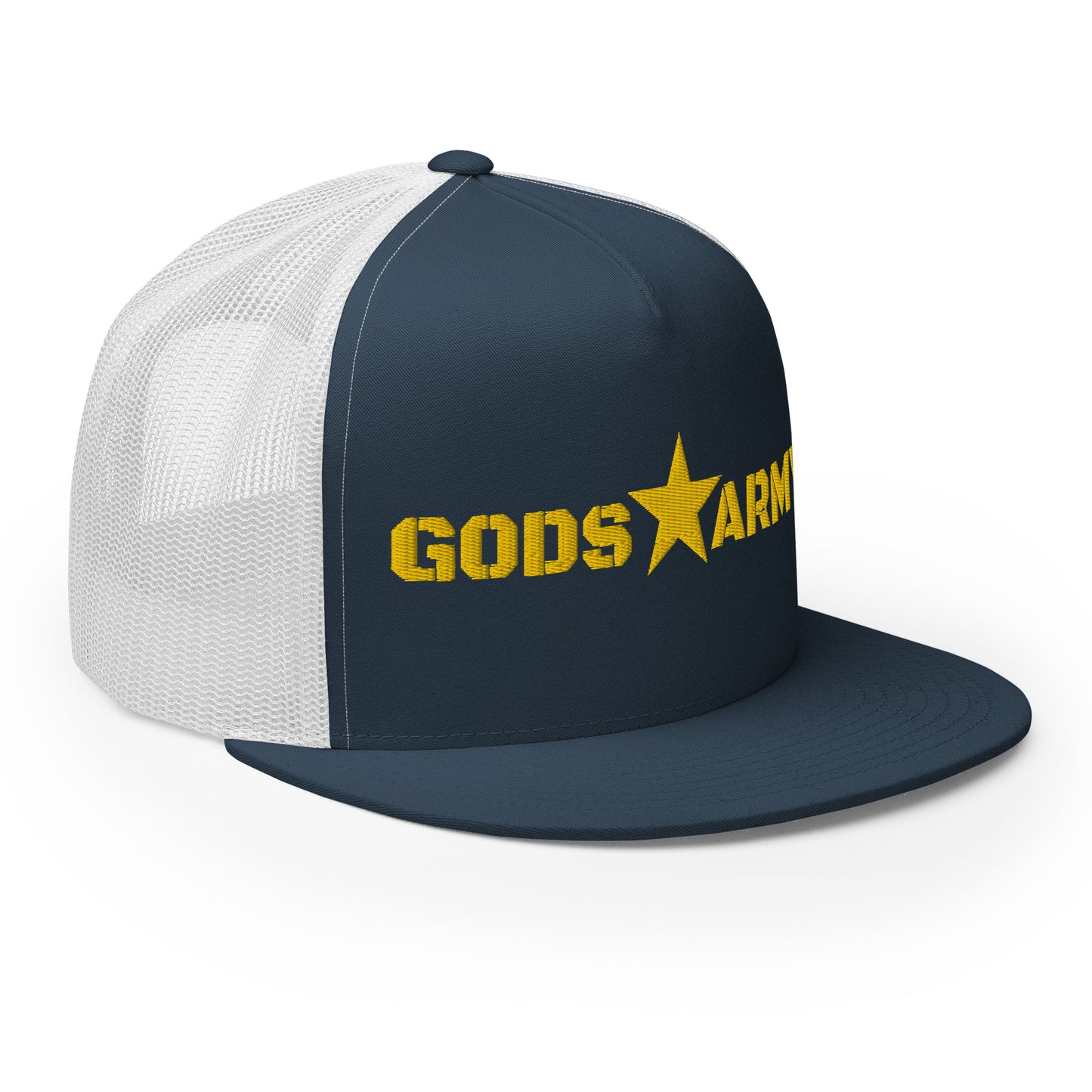 GODS ARMY - TRUE NORTH COLLECTION - Gold on Teal on Teal Back - Open Back Trucker Cap