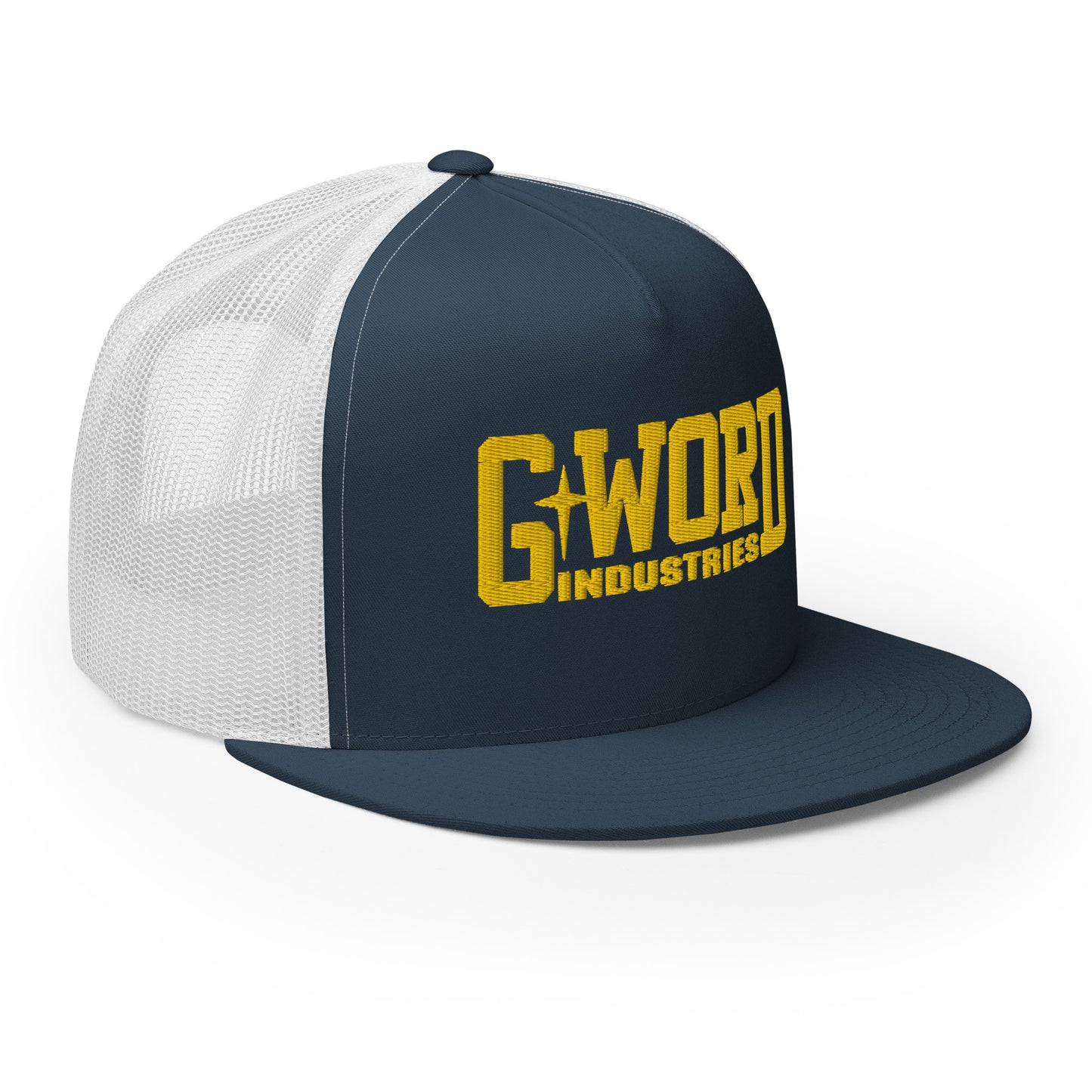 GWORD INDUSTRIES - THE LIVING TRUTH COLLECTION - Gold on Teal on White Back - Open Back Trucker Cap