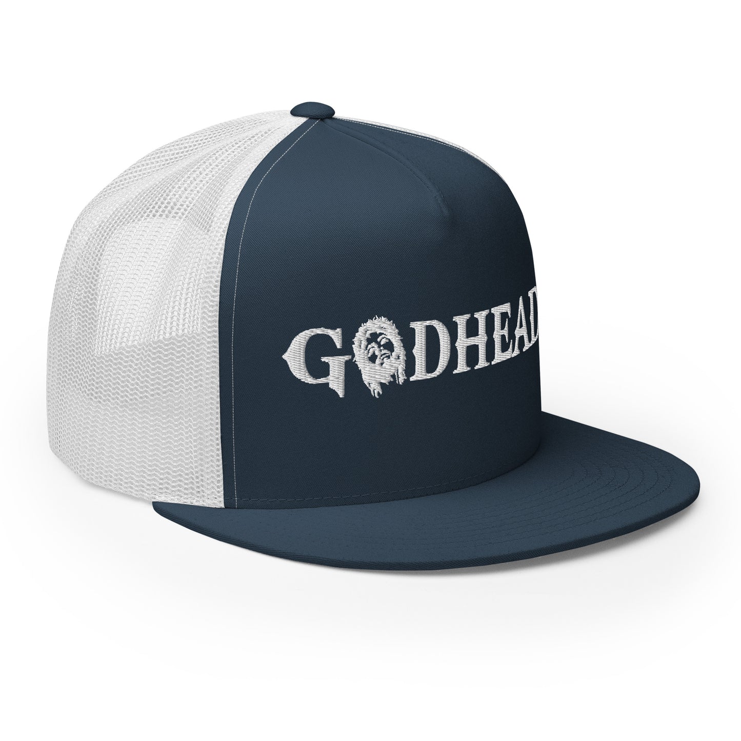 GODHEAD - CHRIST COLLECTION - WHITE on TEAL on TEAL - Open Back Trucker Cap